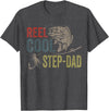 Reel Cool Step-Dad Fishing Fathers Day Tee Fishing Reel Cool Step-Dad Fishing T-Shirt - Dark Heather Grey