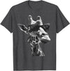 Safari Animal Art Giraffe with Sunglasses Wildlife Safari Giraffe Animal Lover T-Shirt - Dark Heather Grey