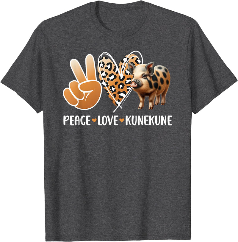 Cute Kunekune Pig Lover Kunekune Pig Boy Peace Love Kunekune Pig Lover Kunekune Pig Girl T-Shirt - Dark Heather Grey