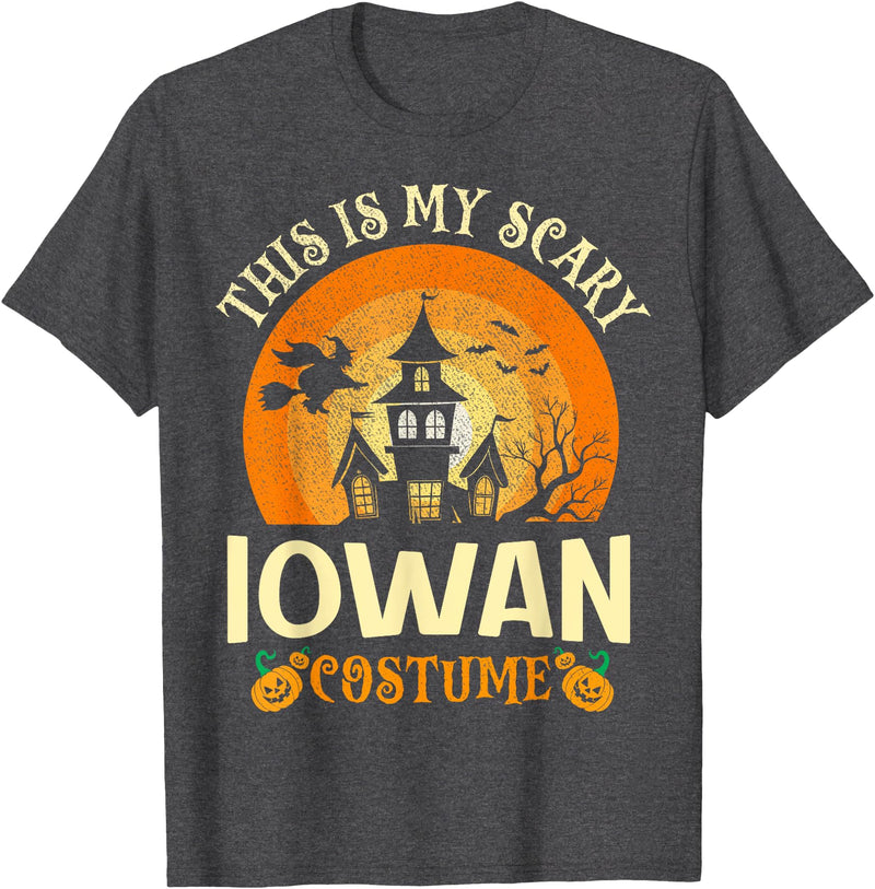 99 Gifts Halloween Matching Costume & Shirts This Is My Scary Iowan Costume Halloween T-Shirt - Dark Heather Grey