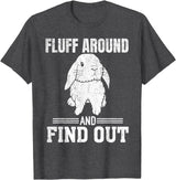Holland Lop Rabbit Lover Fluff Around Find Out T-Shirt in Dark Heather Grey