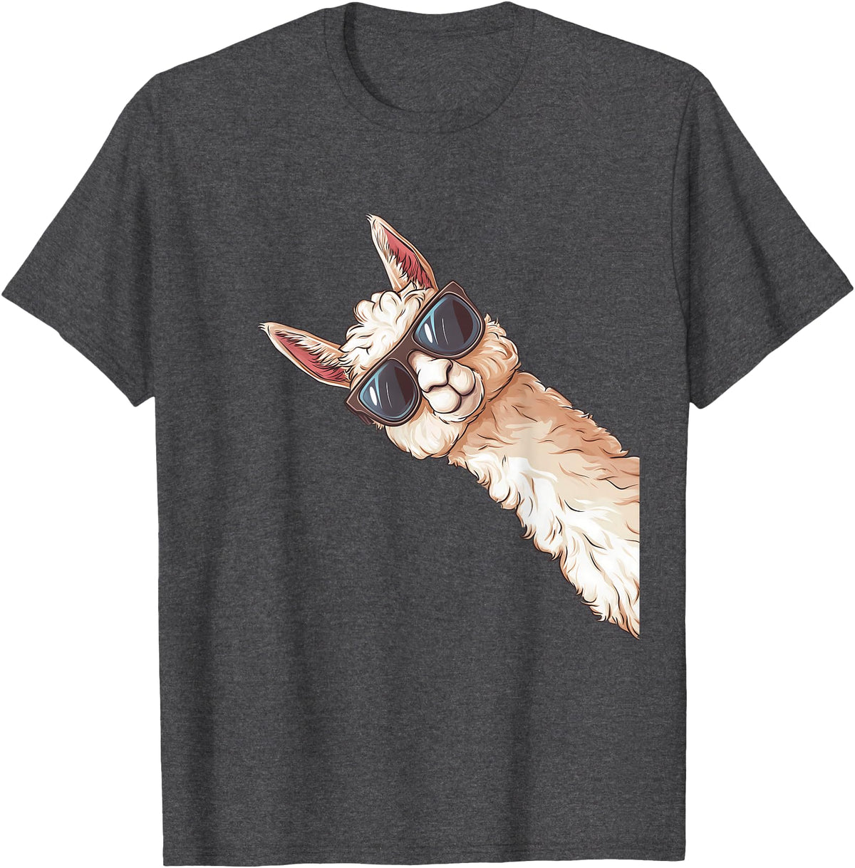 Ällamaco. Llama Alpaca Lama Sunglasses T-Shirt - Dark Heather Grey