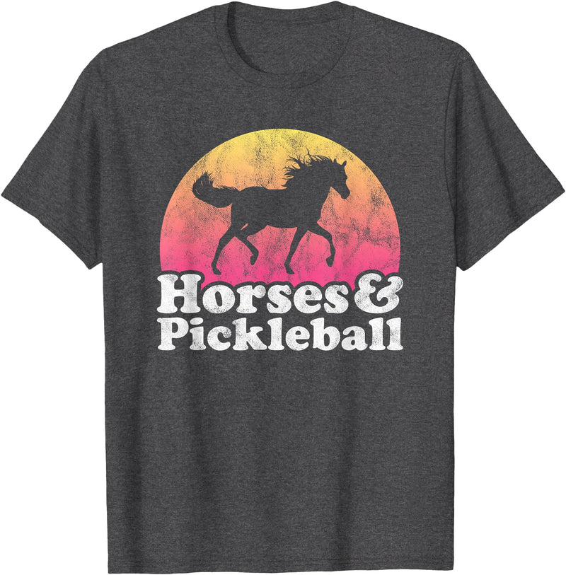 Horses and Pickleball Apparel Co Horse and Pickleball Women or Girls Horses T-Shirt - Dark Heather Grey