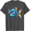 Fish with diving Googles Outfit Funny Fish Face Outfit for Summer and Fishes Lovers T-Shirt - Dark Heather Grey