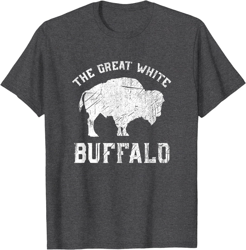 We Are Wildlife The Great White Buffalo T-Shirt Native American Inspired T-Shirt - Dark Heather Grey