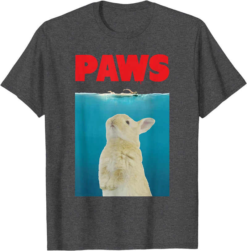 Paws Bunny Funny Parody Rabbit Lover Gifts T-Shirt in Dark Heather Grey