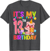13th Birthday Pig Gift For Boys Girls 13 Years Old Birthday Pig Theme Party It's My 13th Birthday T-Shirt - Dark Heather Grey