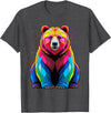 Bear Lover Gift Co. Polar Bear Polygon Animal Art Colorful Graphic Polar Bear T-Shirt - Dark Heather Grey