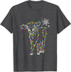 Cow Christmas Light Tree Cow Xmas Snow Lover T-Shirt - Dark Heather Grey