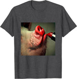 Special Lipstick Gifts Lipstick on a Pig Slogan T-Shirt - Dark Heather Grey