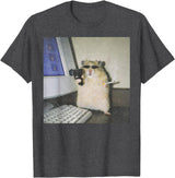 Cyber Hamster Meme Cringe Funny Animal Vintage Graphic Tee T-Shirt - Dark Heather Grey