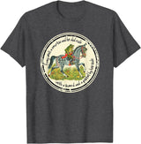 Brown County General Frog Went a Courtin Riding Horse with Sword Folk Tale T-Shirt - Dark Heather Grey