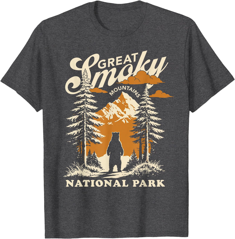 National Parks Outdoors Travel Designs Great Smoky Mountains National Park Bear T-Shirt - Dark Heather Grey