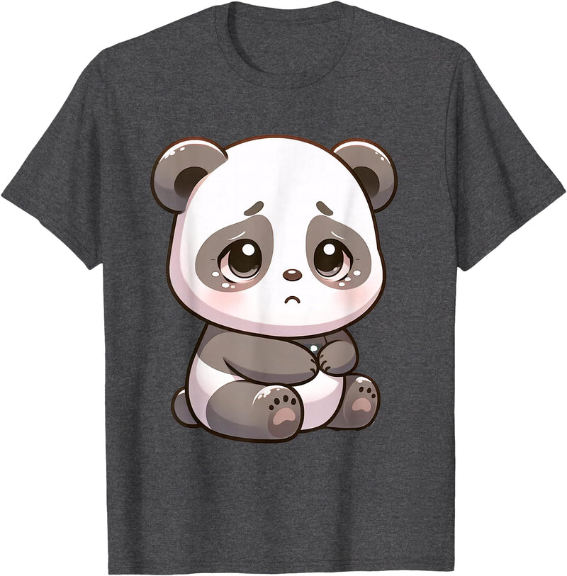 Cute Sad Panda Designs Sad Panda Bear Animal T-Shirt - Dark Heather Grey