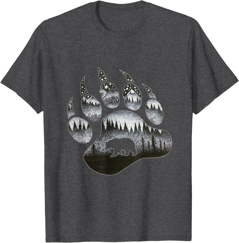 One Nature Designs Touching Ghost of the Spirit Bear Paw T Shirt T-Shirt - Dark Heather Grey