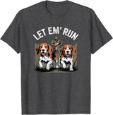 Vintage Beagle Dog Let Em' Run Rabbit Hunting T-Shirt in Dark Heather Grey