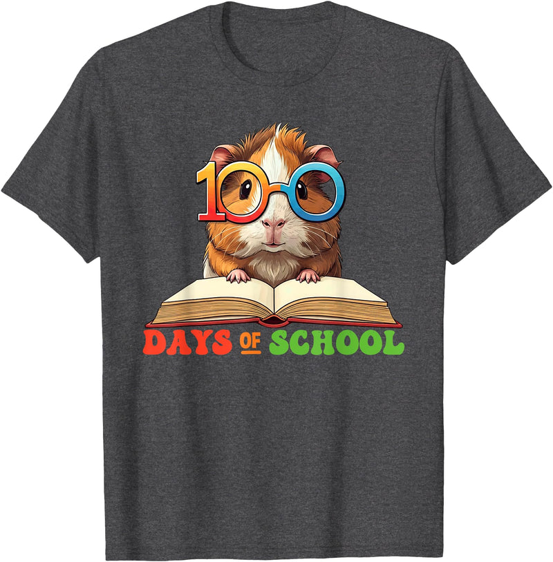Guinea Pig Lovers 100 Days Of School Costume Kids Funny Guinea Pig 100th Day Of School Teacher Womens Mens T-Shirt - Dark Heather Grey