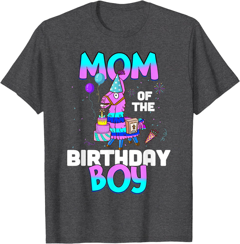 Llama Boys Kids Lovers Creations Llama Mom Shirt - Birthday Boy’s Cute Matching Party Outfit T-Shirt - Dark Heather Grey