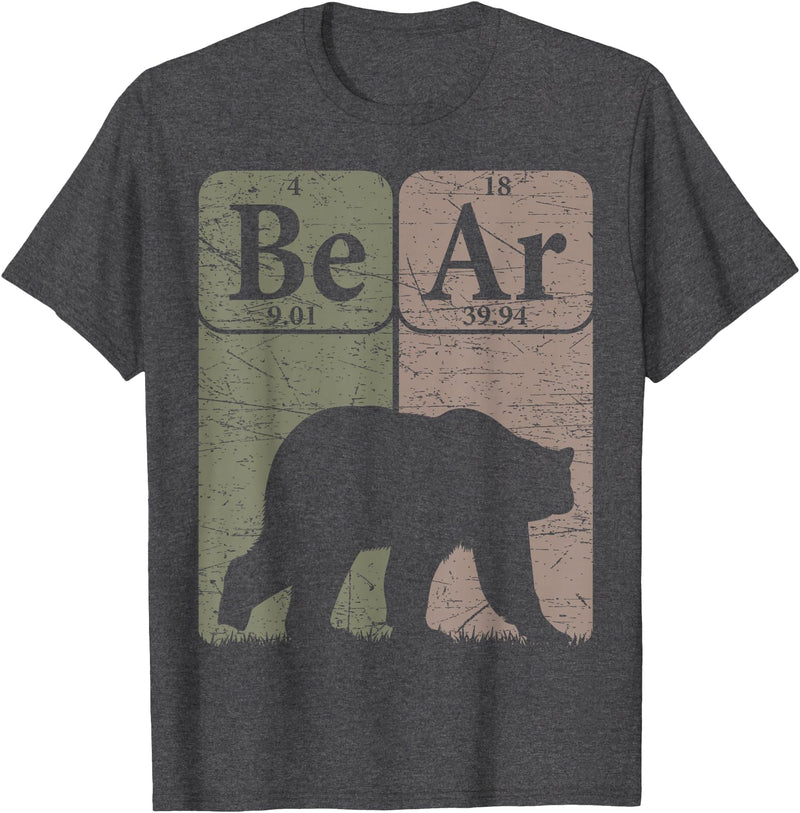 Bear Periodic Chemistry Elements Retro Arctophile Bear Periodic Table Elements Grizzly Bear Vintage Arctophile T-Shirt - Dark Heather Grey