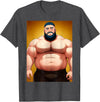 Bara Designs Handsome Shirtless Daddy Bear Anime Manga Bara Style Gay T-Shirt - Dark Heather Grey