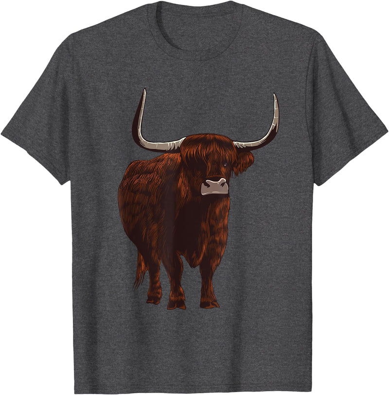 Best Highland Cow Gifts Farm Animal Lover Herders Funny Scottish Highland Cow Design For Men Women Hairy Cow T-Shirt - Dark