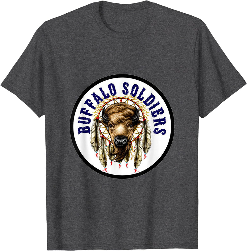 Mostly Art Stuff The Buffalo Soldiers of 1886 Dreamcatcher Art T-Shirt - Dark Heather Grey