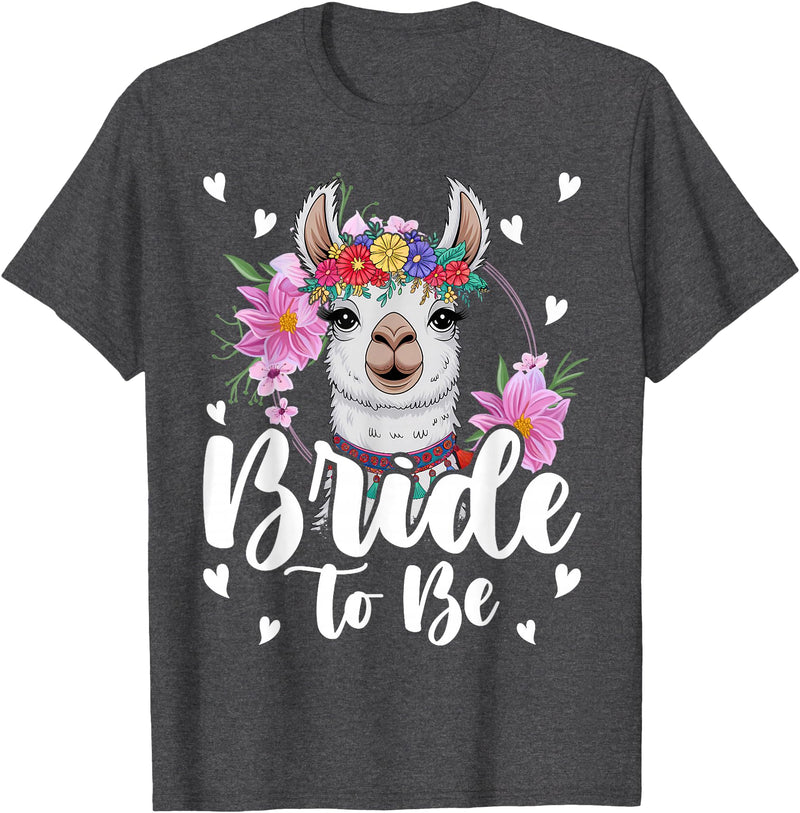 Llama Lover Gift Co. Llama Bride to Be Wedding Bridal Shower Alpaca T-Shirt - Dark Heather Grey