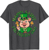 Funny Saint Patricks Day Happy Saint Pigtricks Day St Patricks Pig Leprechaun Funny T-Shirt - Dark Heather Grey