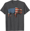 Bison American Buffalo Gifts & Apparel Stuff Bison USA American Flag Patriotic United States T-Shirt - Dark Heather Grey