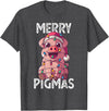 The Weird Shop Merry Pigmas Pig Christmas Santa Pig Xmas Lights Farmer Gift T-Shirt - Dark Heather Grey