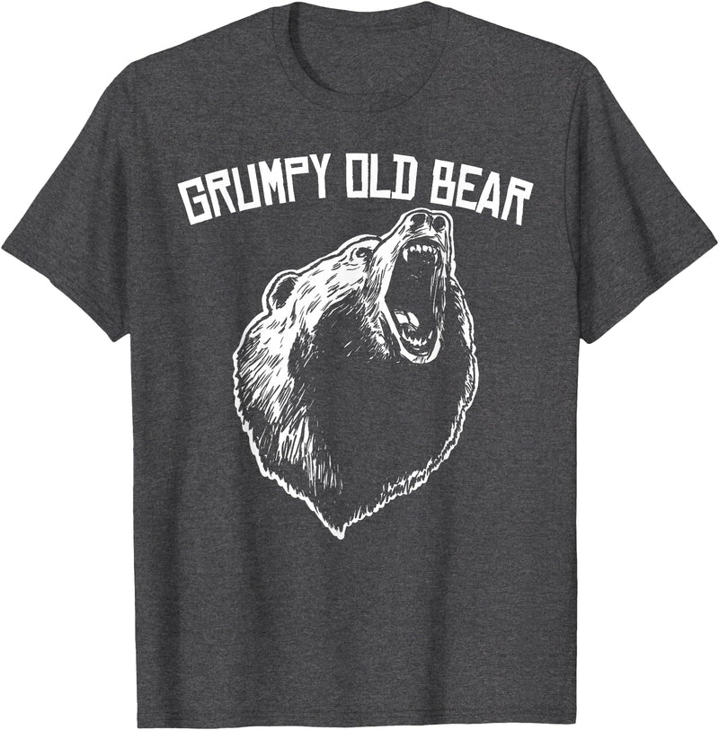 Miftees Grumpy Old Man Club Grumpy Old Bear T-Shirt - Dark Heather Grey