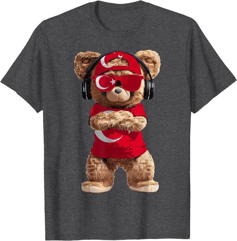 Turkey Flag Clothes Clothing for Men & Women Turkey Flag Souvenirs Bear Outfit Products Turkish T-Shirt - Dark Heather Grey