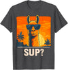 Uniquely Funny Llama lover Gifts Cool Llama Sup? T-Shirt - Dark Heather Grey