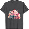 Unique Pig Lover Decor & Apparel Gifts Shop Two Loving Pigs In Love Heart Valentine's Day Pig T-Shirt - Dark Heather Grey