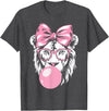 Lion Bubblegum Lion Wearing Glasses and Blowing Pink Bubble Gum T-Shirt - Dark Heather Grey