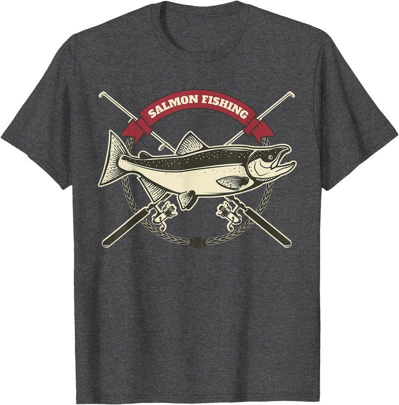 Fishing Teez Salmon Fishing T-Shirt T-Shirt - Dark Heather Grey