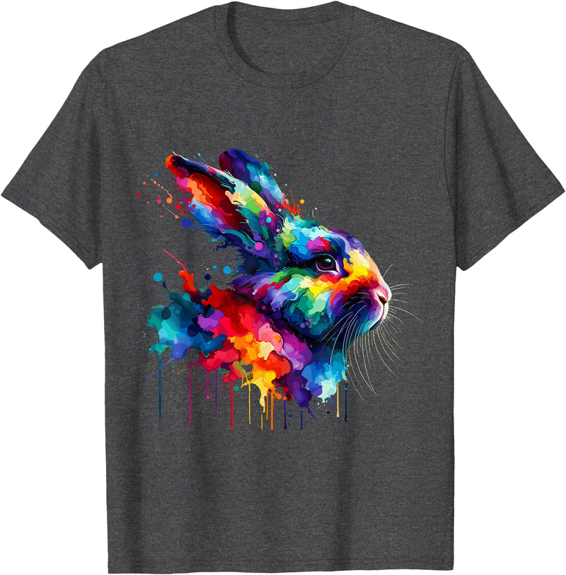 Splash Art Rabbit T-Shirt in Dark Heather Grey