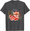 Happy Chinese New Year 2025 Lion Dance Chinese New Year Lunar New Year T-Shirt - Dark Heather Grey