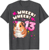 Birthday Girl by Content Design Studio 13th Birthday Girl 13 Years, Guinea Pig and Big Number 13 T-Shirt - Dark Heather Grey