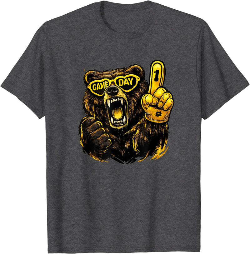 Cool Hockey Lion Game Day Sports Gift Funny Hockey Bear Game Day Vintage Shirt for Fans T-Shirt - Dark Heather Grey