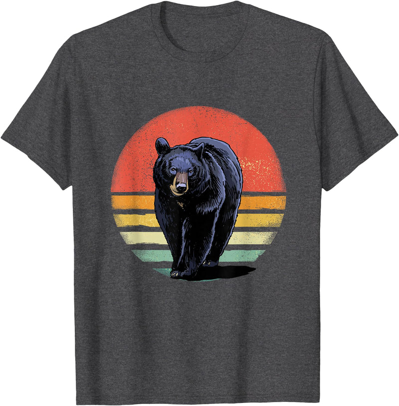 Wowsome! Retro Vintage Black Bear T-Shirt - Dark Heather Grey