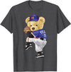 BERSLL Cute Teddy Bear Baseball Jug Sweatshirt T-Shirt - Dark Heather Grey