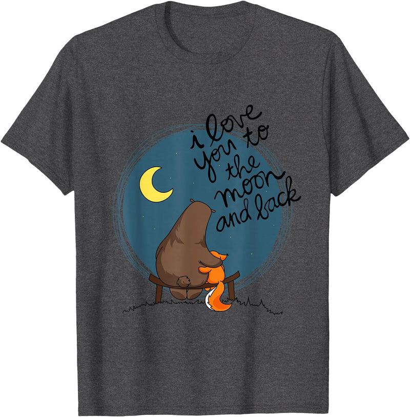 Little Squirrel Designs Cute I Love You To The Moon And Back Bear & Squirrel T Shirt T-Shirt - Dark Heather Grey