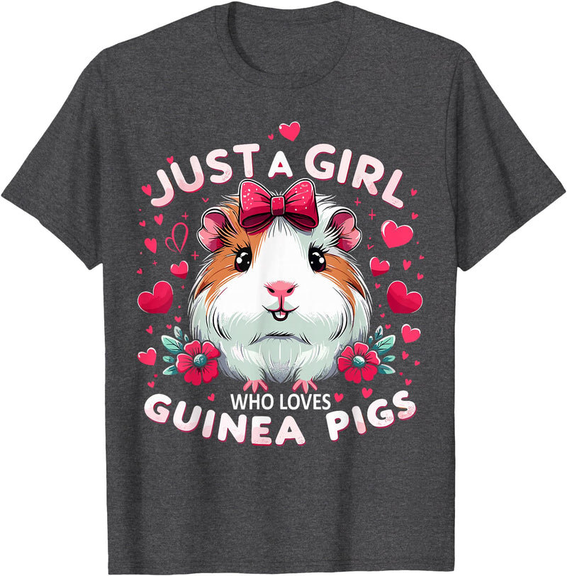 Cute Guinea Pig Gifts Just A Girl Who Loves Guinea Pigs Lover Mom T-Shirt - Dark Heather Grey
