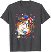 Rodent 4th Of July Costume Guinea Pig Sunglasses US Flag Bow Tie Fireworks 4th July T-Shirt - Dark Heather Grey