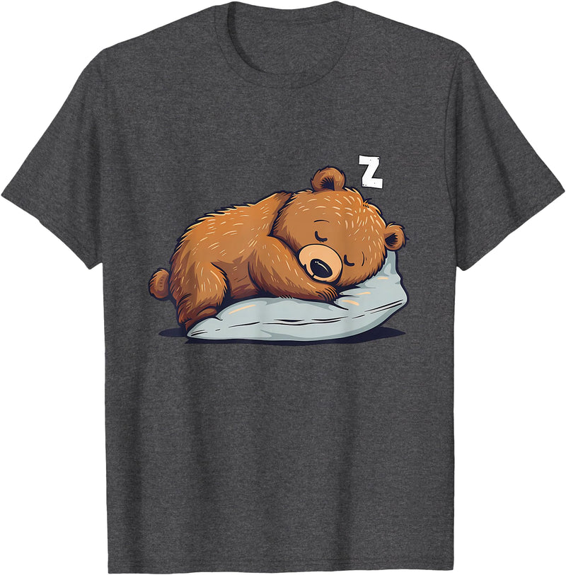 Cute Sleeping Animals Napping Bear Sleeping Sleepy Bear Cute Bear Sleeping T-Shirt - Dark Heather Grey