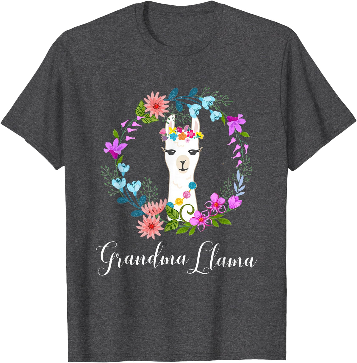 ALPACA FANS, LAMA LOVERS DESIGNS Cute Grandma Llama for Alpaca Fans T-Shirt - Dark Heather Grey