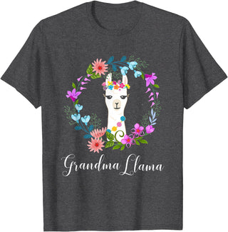 ALPACA FANS, LAMA LOVERS DESIGNS Cute Grandma Llama for Alpaca Fans T-Shirt - Dark Heather Grey