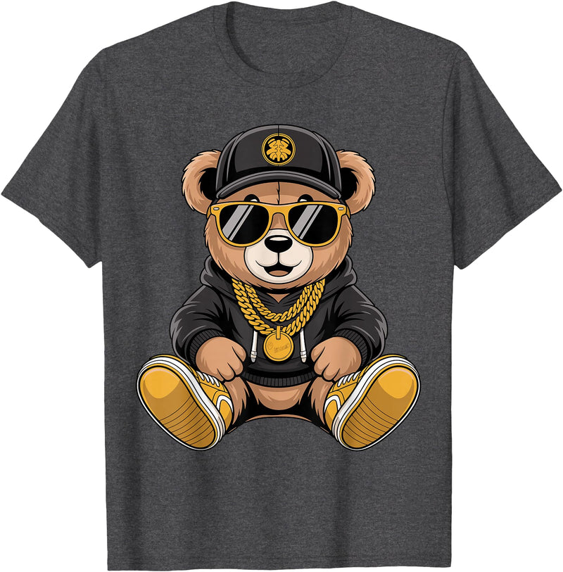Magical and Funny Teddy Bear Gifts Cool Teddy Bear Hip Hop T-Shirt - Dark Heather Grey