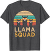Llama Squad With Glasses Funny Funny Llama Squad Sunglasses Cool Llamas Vintage Gift T-Shirt - Dark Heather Grey